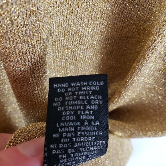 Tibi Long Sleeve Dress Gold Sparkle Glitter Metallic Pullover Womens Size Small - Picture 6 of 9